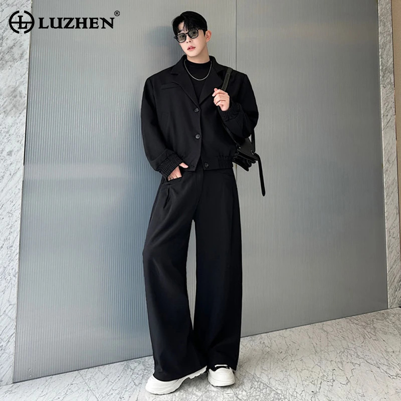 Street Fashion Jacket Men - Giacca Casual LUZHEN Spring Blazer Neck