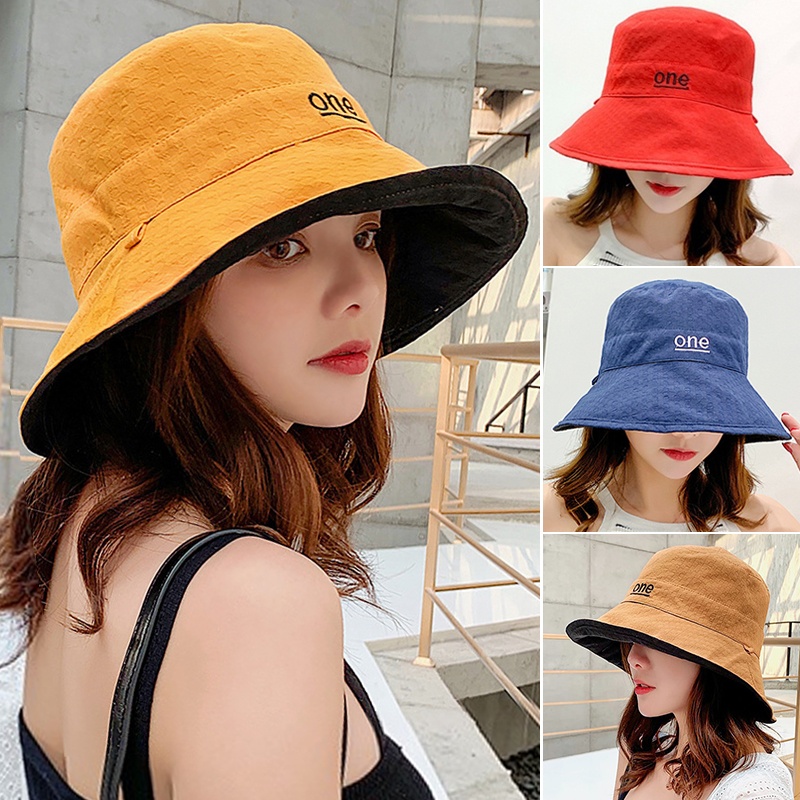 Bucket Hat Embroidered - Cappello da pescatore in cotone fronte-retro
