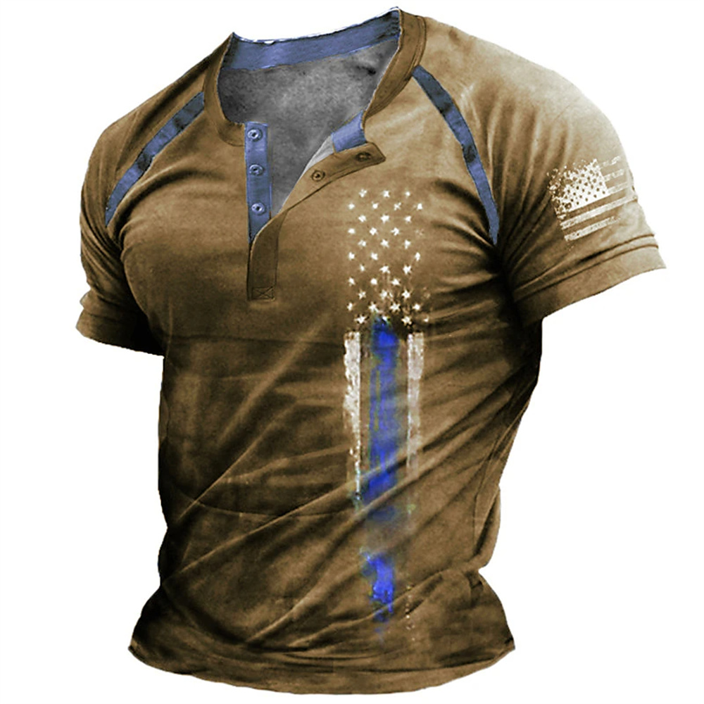 Street Fashion Men - Divertente Maglietta Henry con Stampa 3D