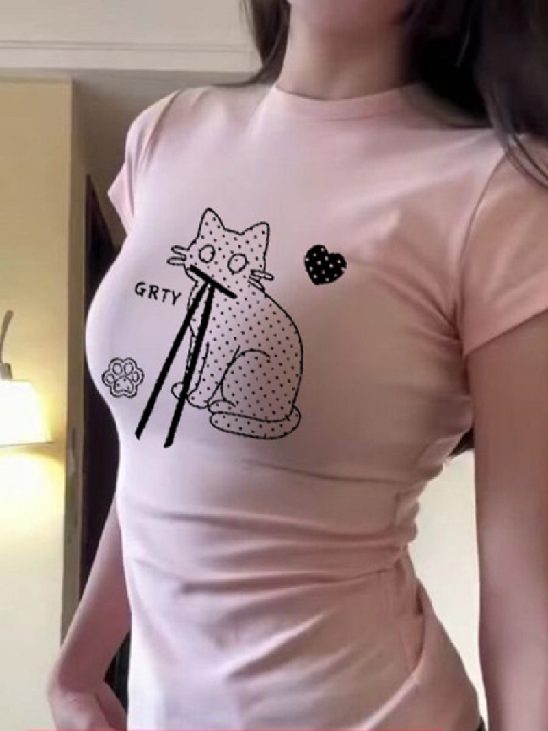Fashion Street Cat - T-shirt corta slim fit in cotone