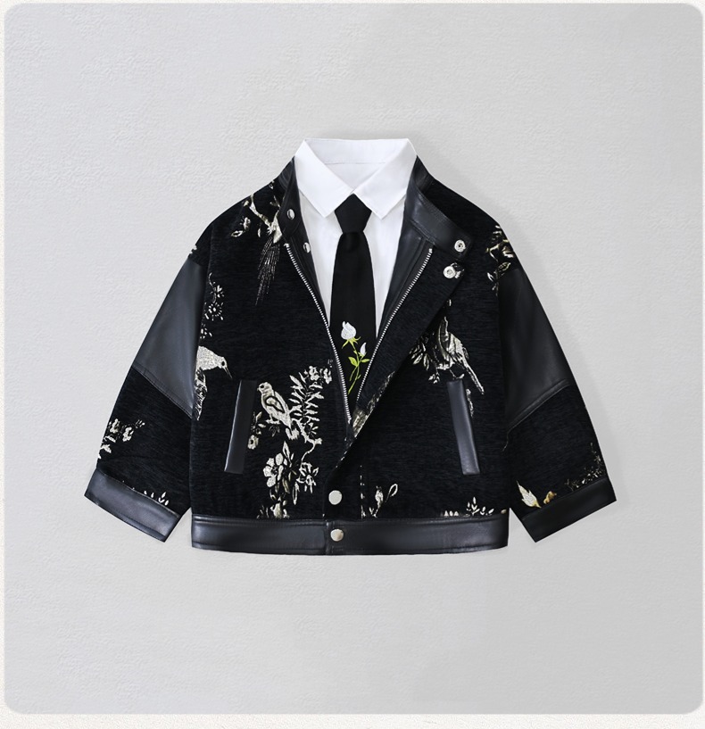 Street Fashion Kids - Gentleman Kids Ricamo Giacca da motociclista