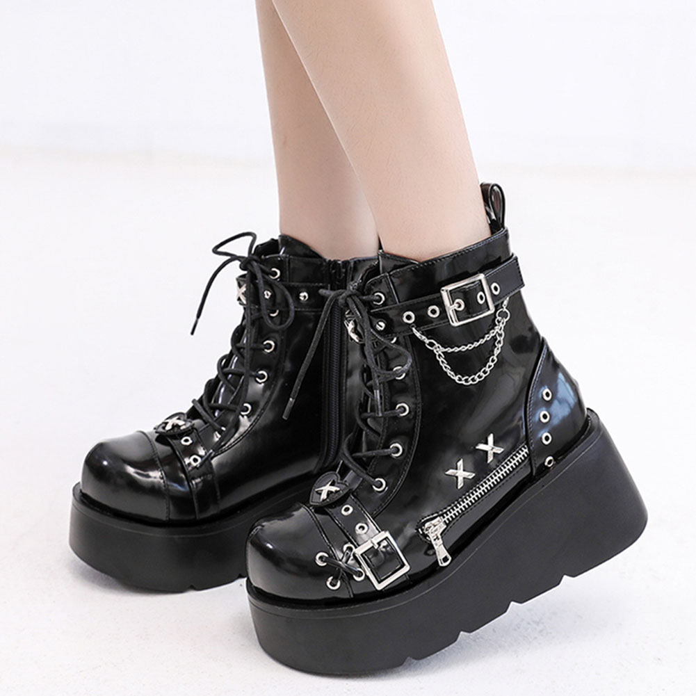 Street Fashion Punk - Nuovi Stivaletti Donna Goth con Plateau,