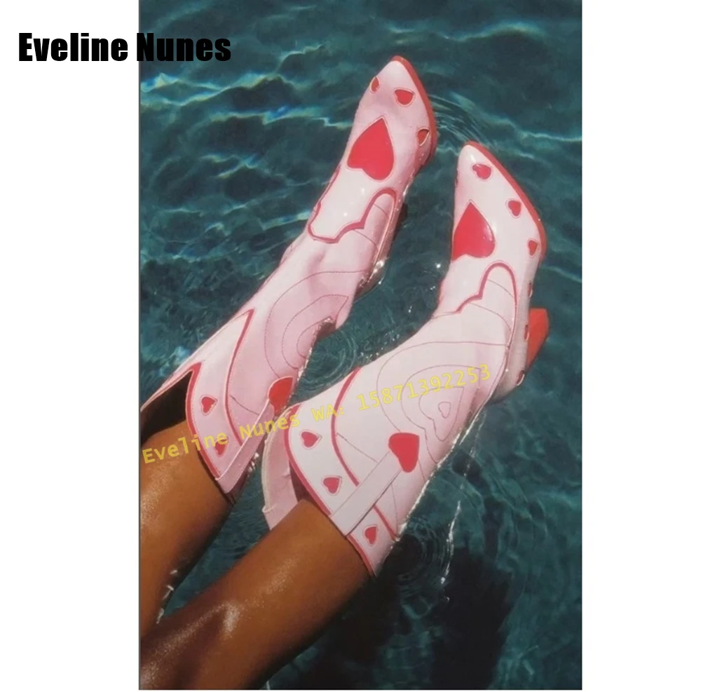 Street Fashion Female - Stivali da cowgirl con cuore rosa