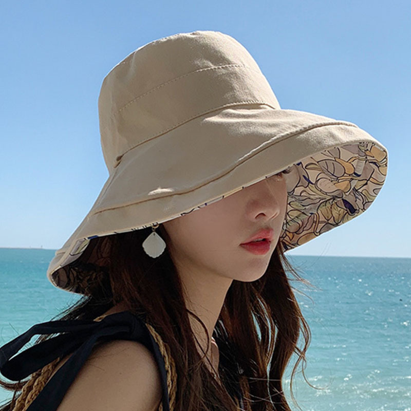Bucket Hat Embroidered - Cappello a secchiello bifacciale da donna,