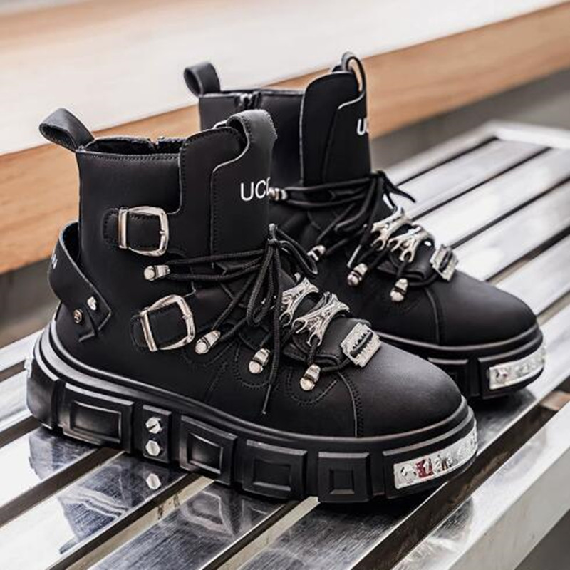 Street Fashion Punk - Sneakers nere con rivetti alla moda,